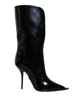 Dolce & Gabbana Black Patent Leather Mid Calf Boots Shoes -   -  Dolce & Gabbana.
